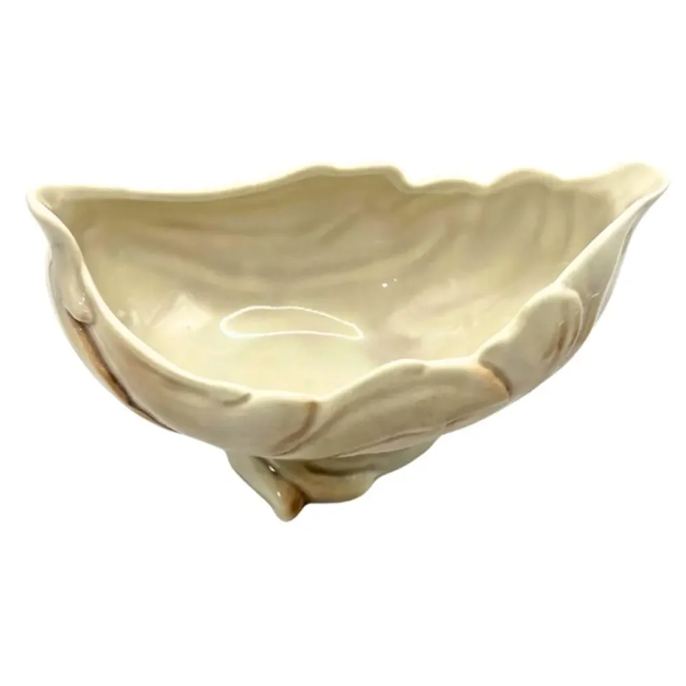 Roselane Pottery Vintage Mid Century Ceramic Leaf Planter Footed Bowl